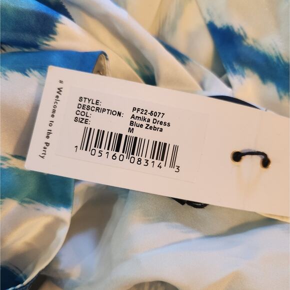 Retrofete Amika Dress in Blue Zebra Size Medium NWT Maxi Silk Low Back - Picture 10 of 13